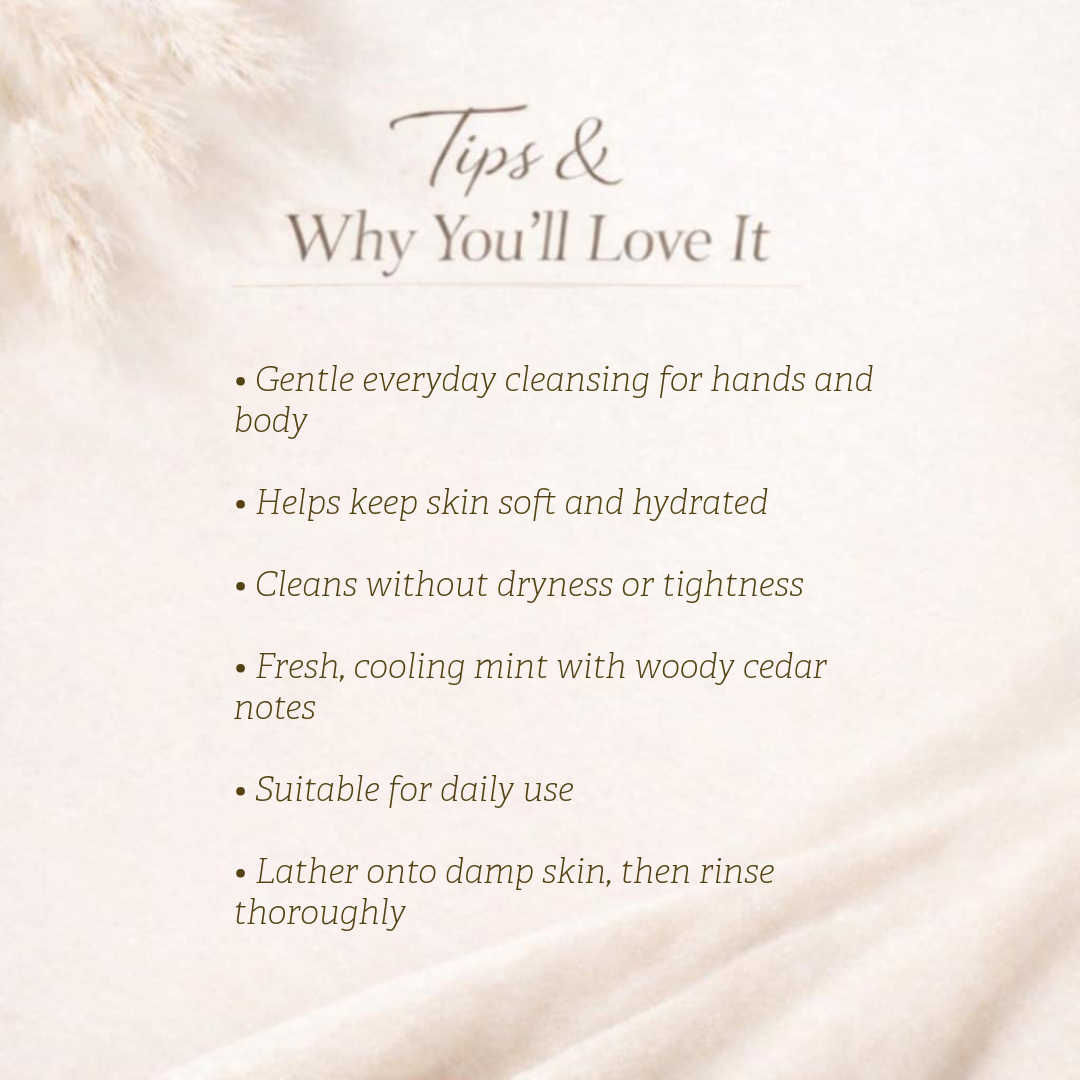 Hand & Body Wash, Peppermint & Dark Cedar